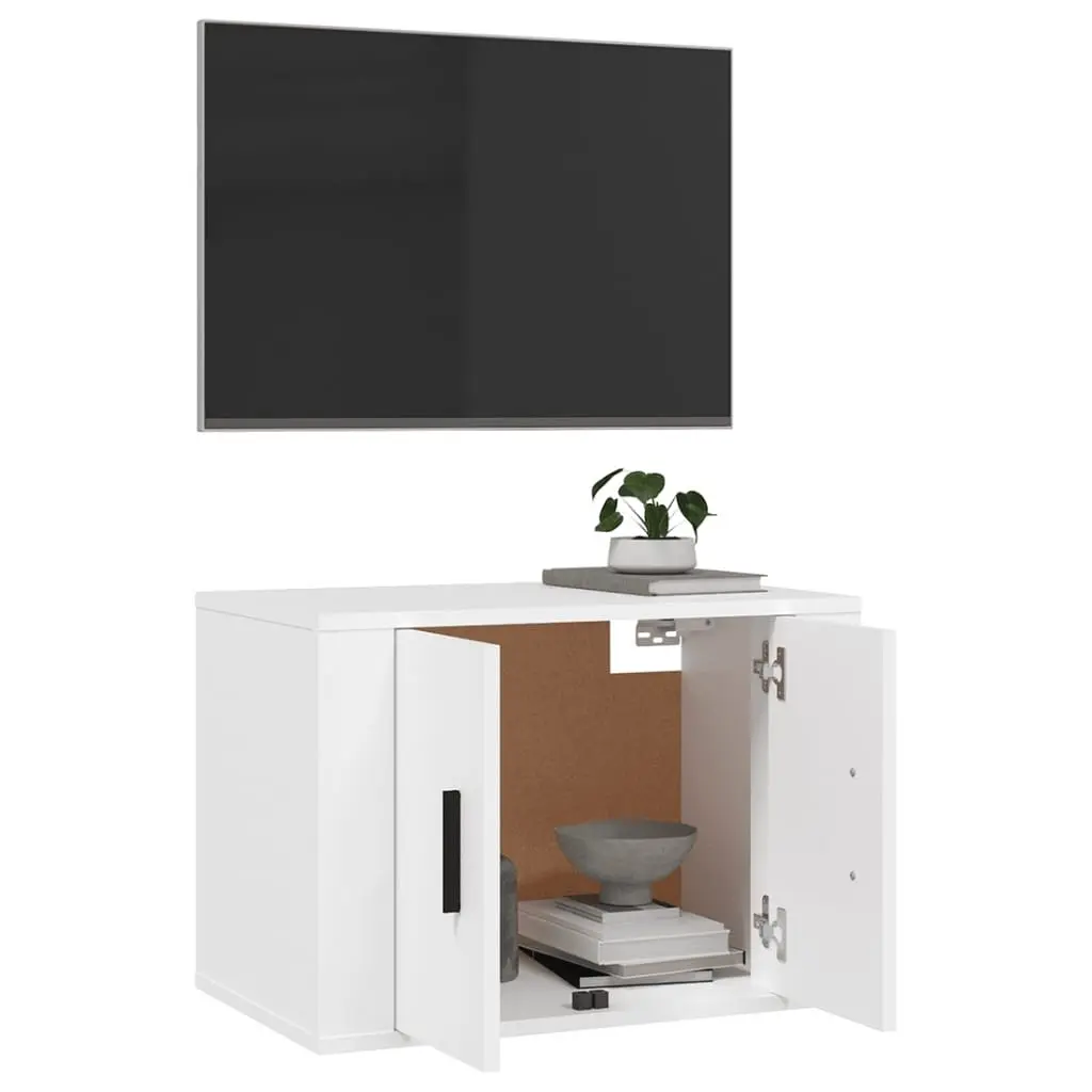 Wall Mounted TV Cabinet White Media Storage Unit 57 x 34.5 x 40 cm Engineered Wood