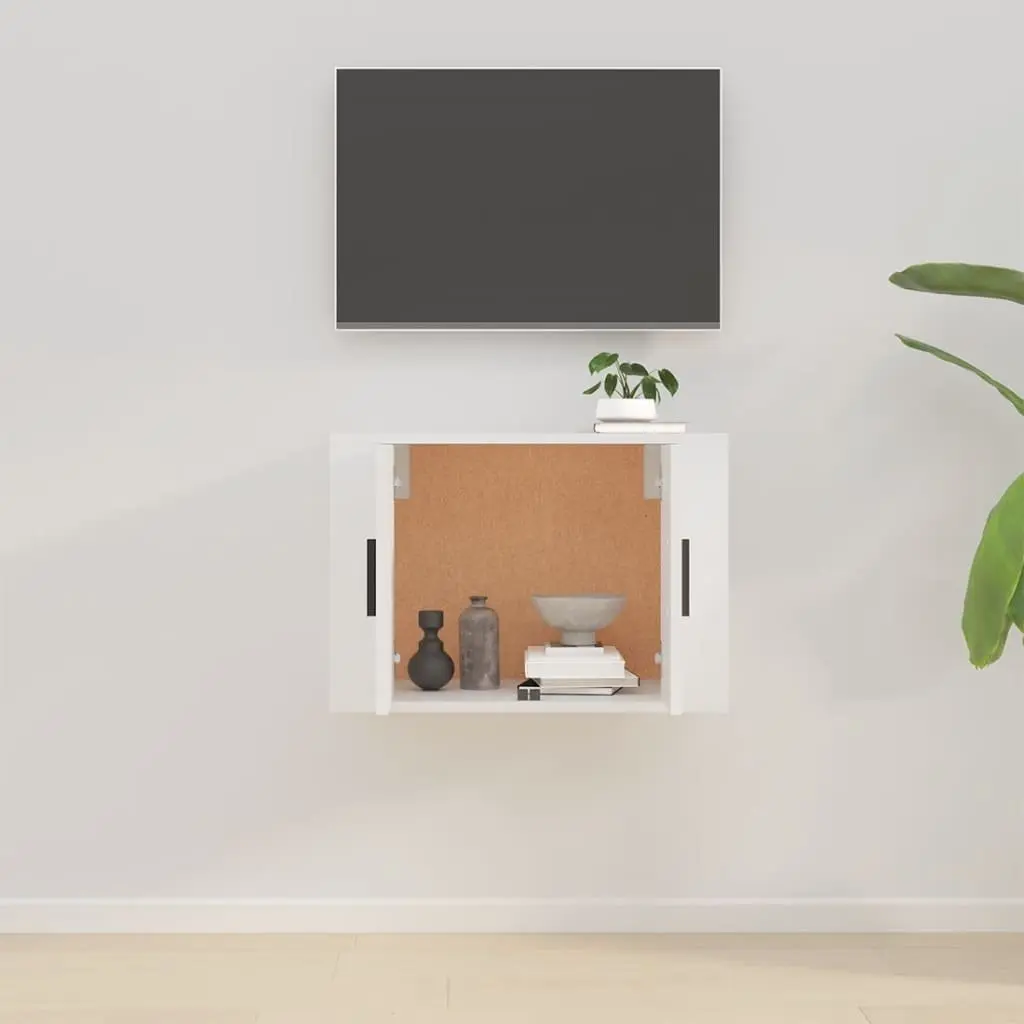 Wall Mounted TV Cabinet White Media Storage Unit 57 x 34.5 x 40 cm Engineered Wood