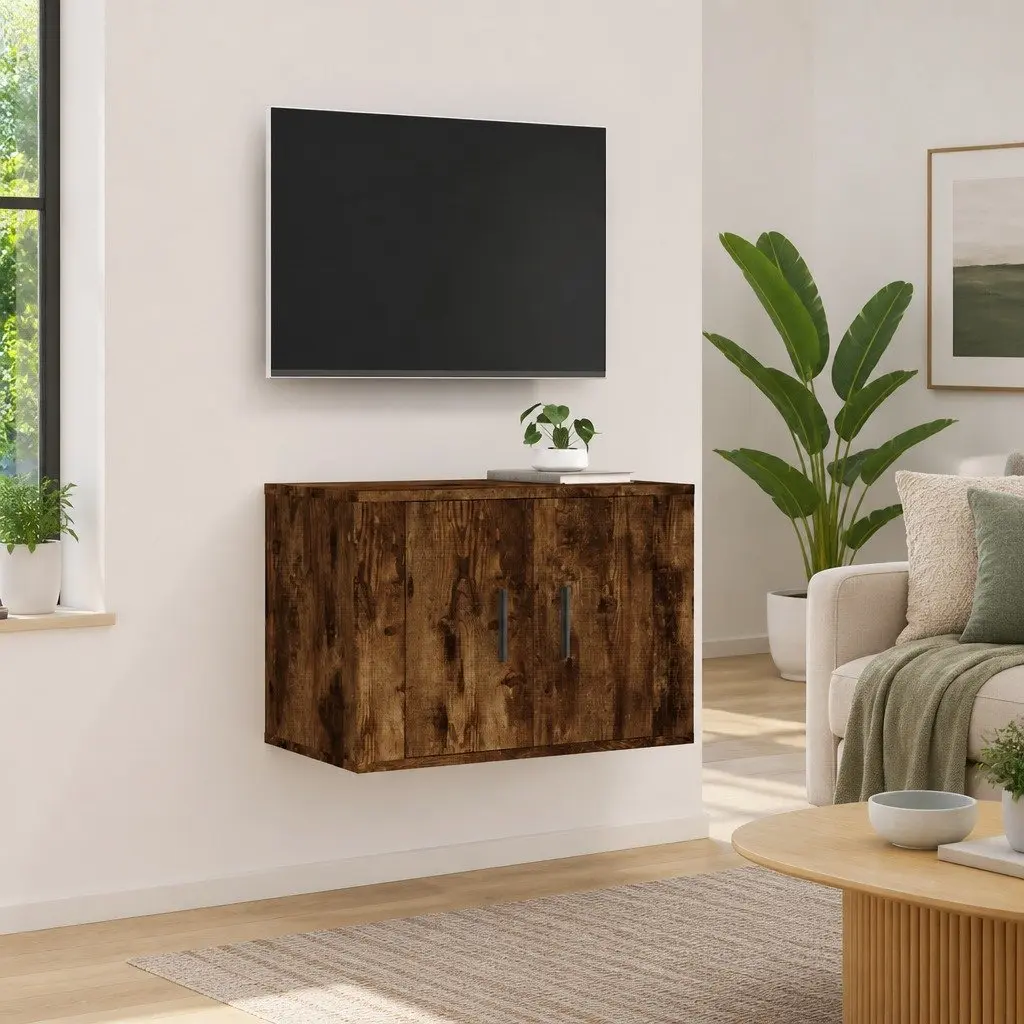 Wall Mounted TV Cabinet Brown Engineered Wood 57x34.5x40cm