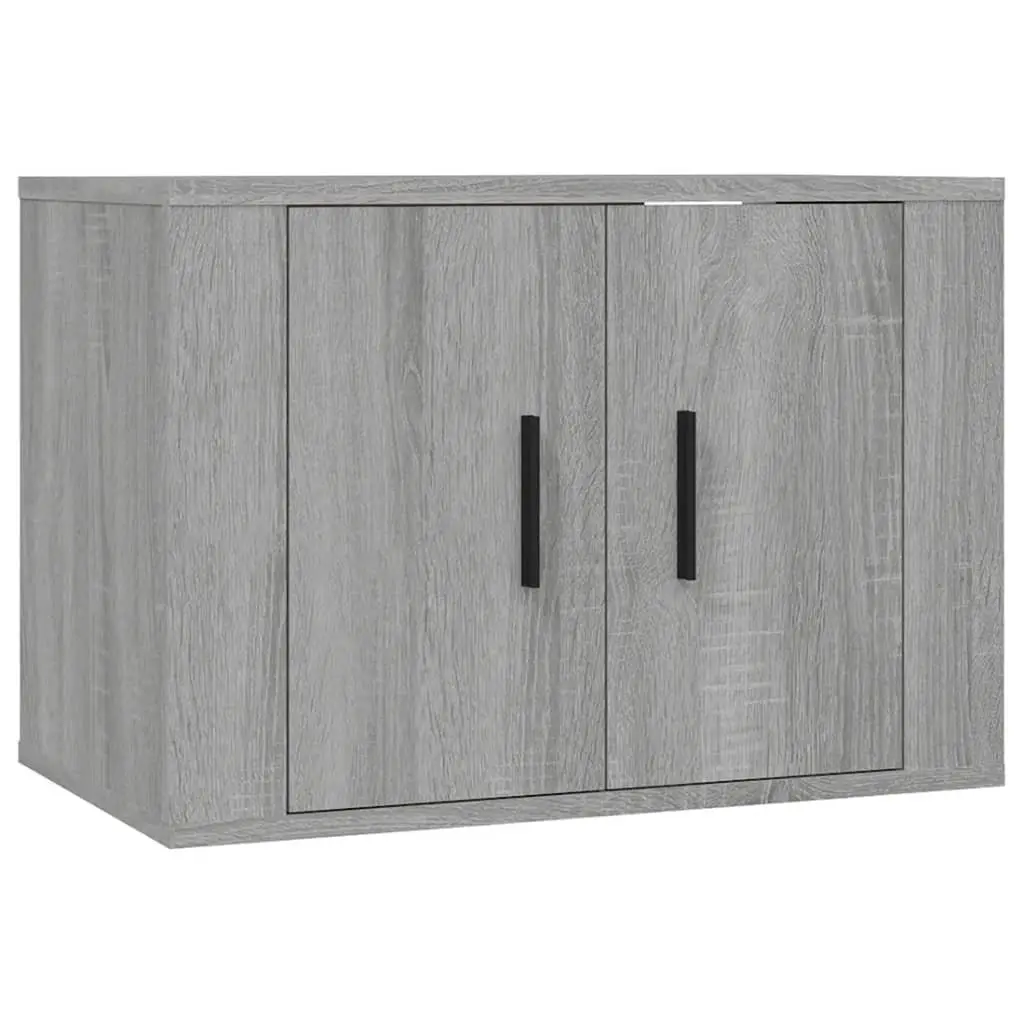 Wall Mounted TV Cabinet Grey Engineered Wood Storage Unit 57 x 34.5 x 40 cm