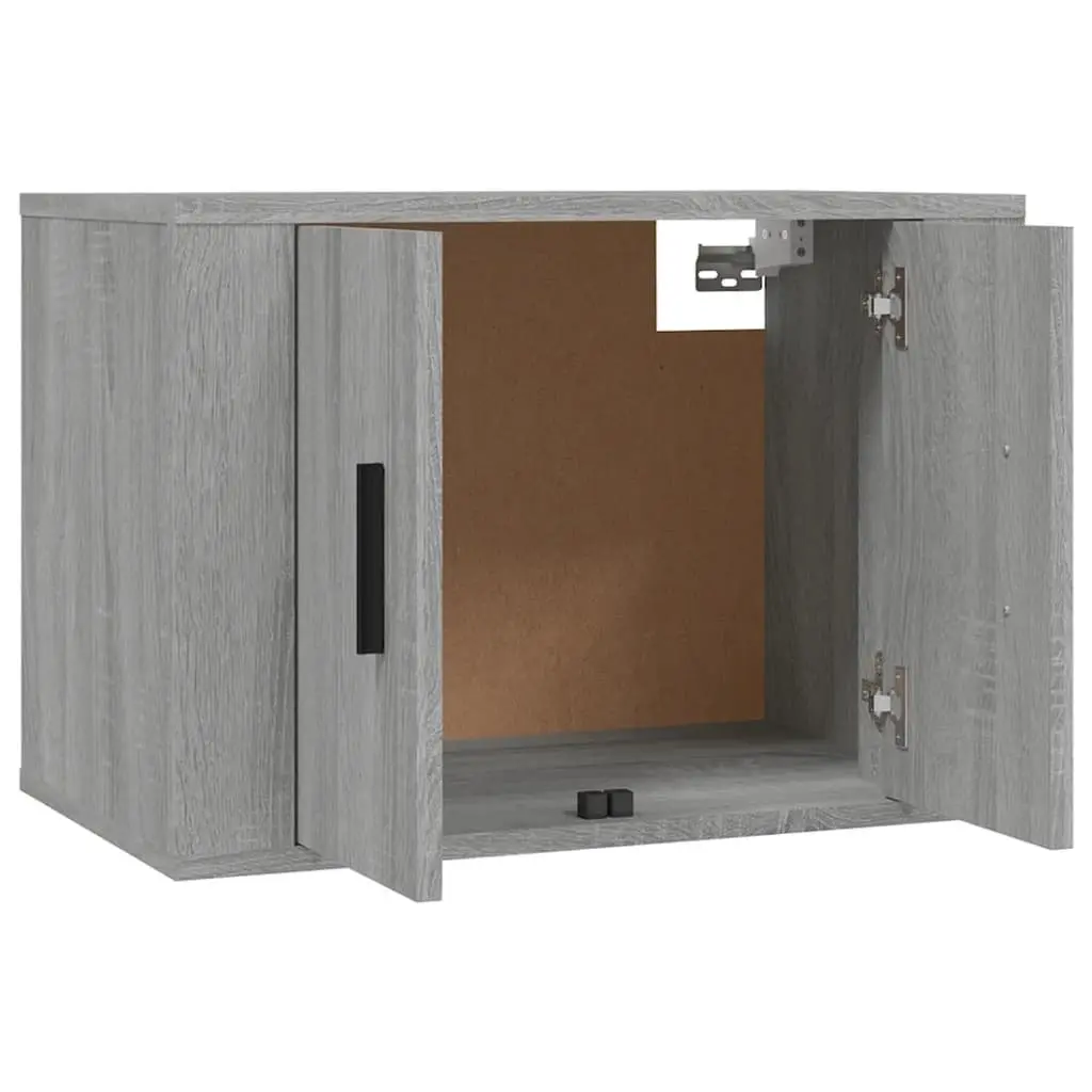 Wall Mounted TV Cabinet Grey Engineered Wood Storage Unit 57 x 34.5 x 40 cm