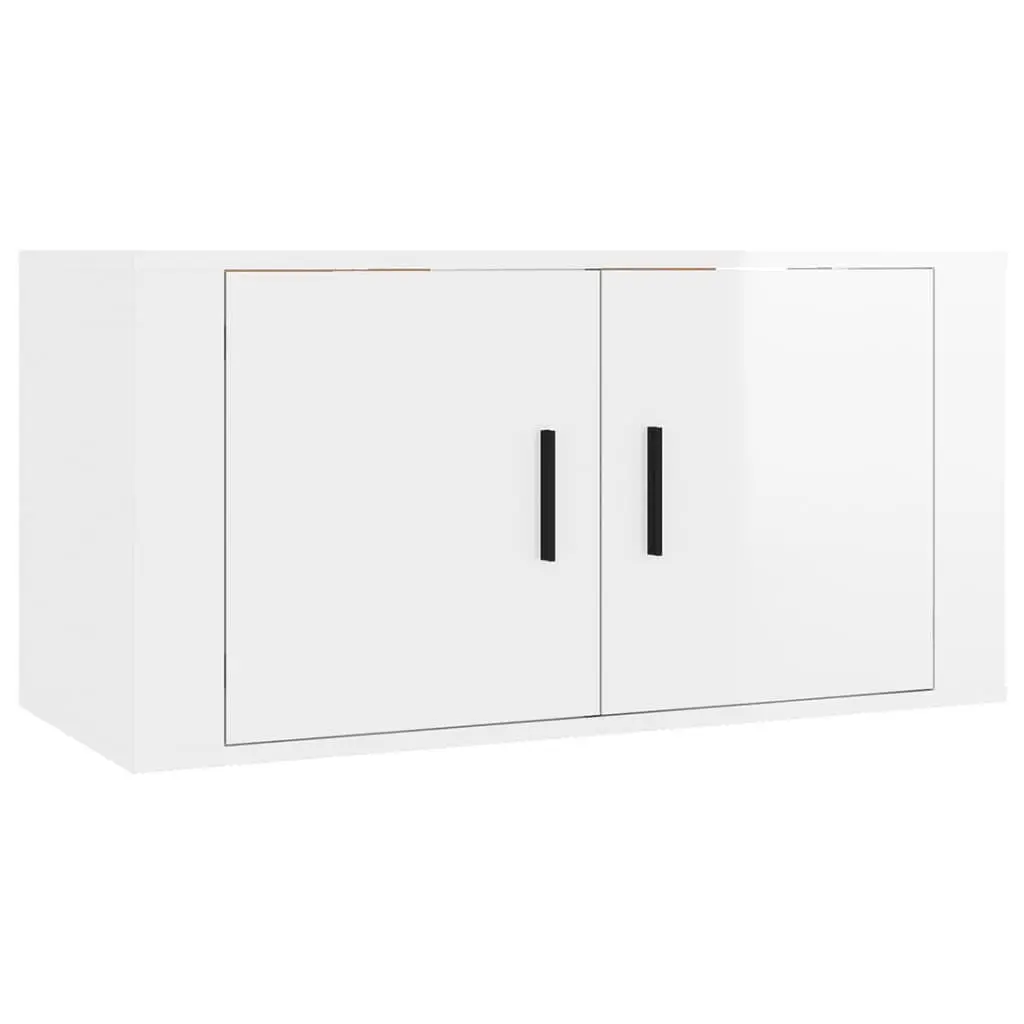 Wall Mounted TV Cabinet High Gloss White 80x34.5x40cm Engineered Wood