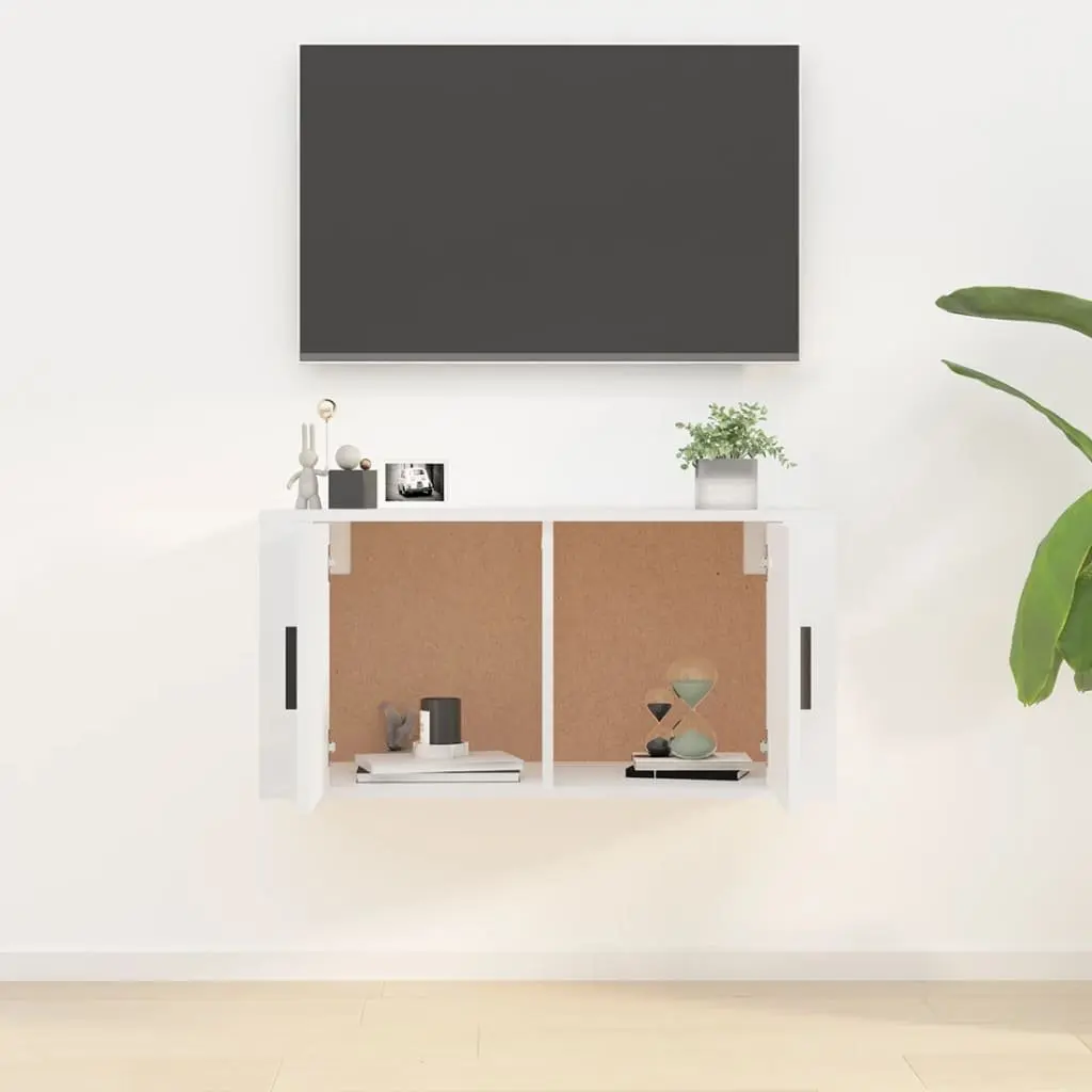 Wall Mounted TV Cabinet High Gloss White 80x34.5x40cm Engineered Wood