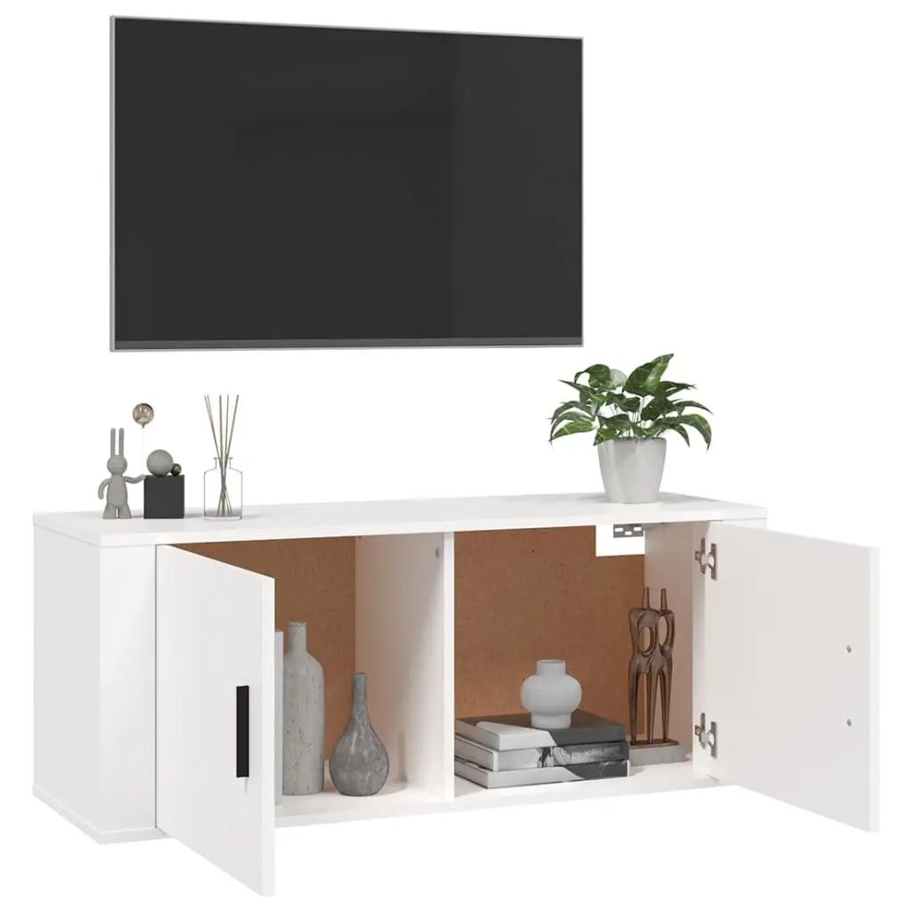 White Wall Mounted TV Cabinet 100x34.5x40 cm