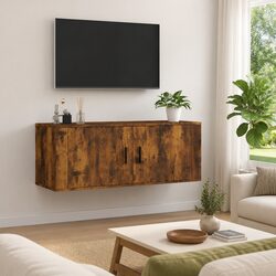 Brown Engineered Wood Wall Mounted TV Cabinet 100x34.5x40cm