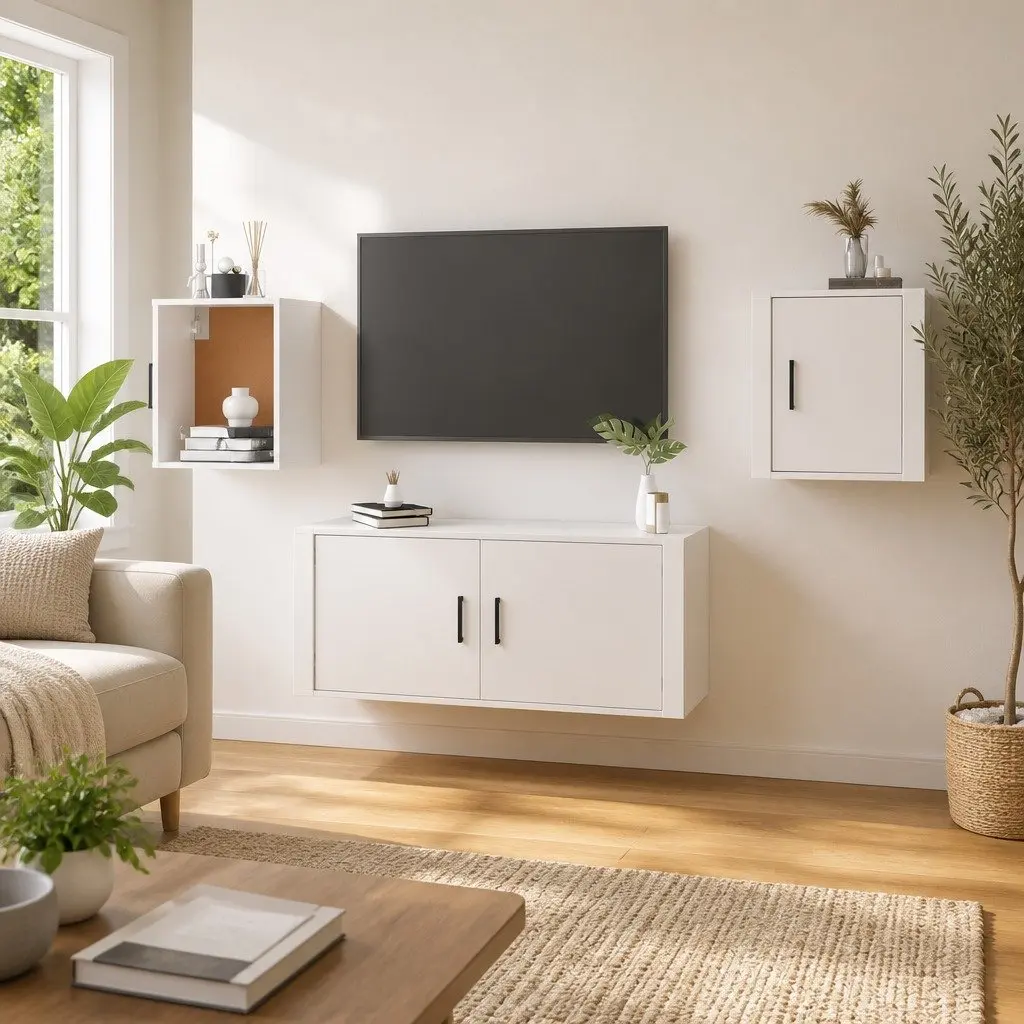 Wall Mounted TV Cabinet White 40x34.5x40cm Engineered Wood Storage Display Unit