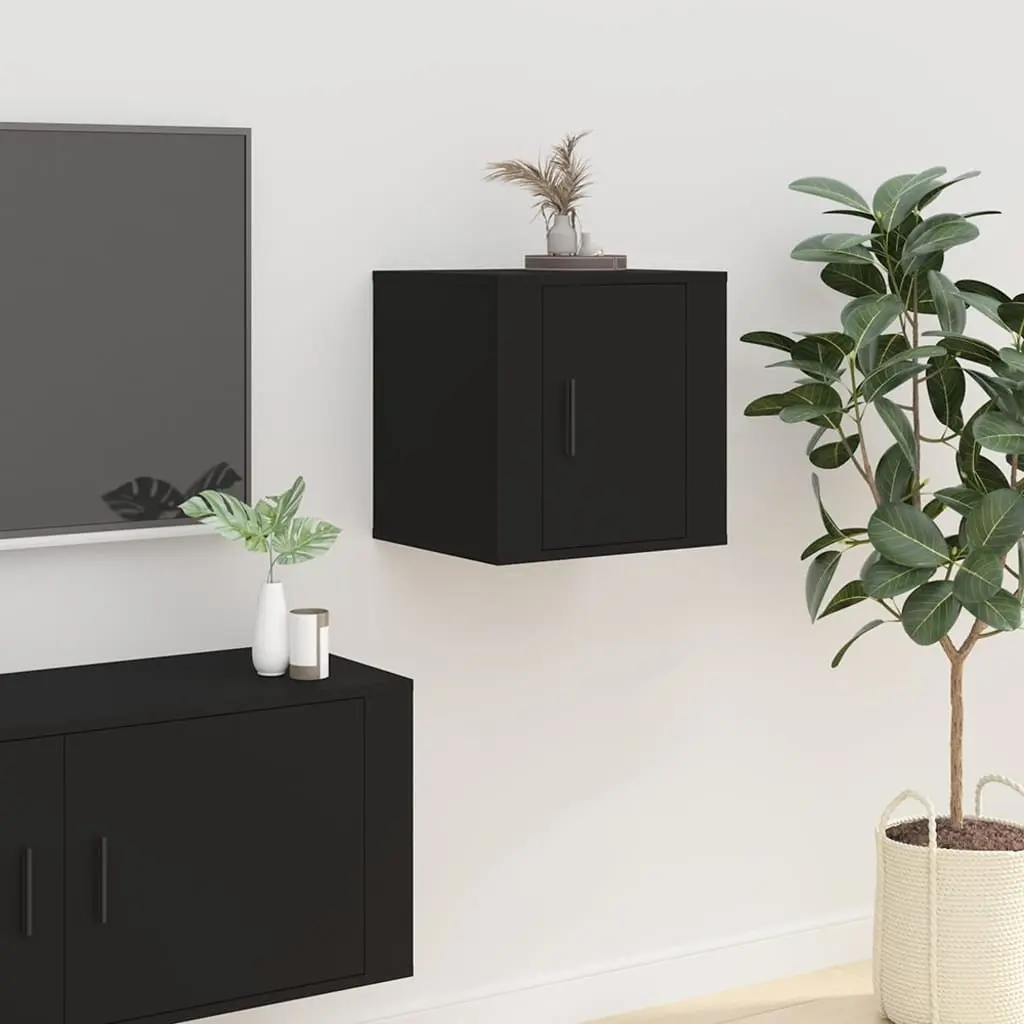 Wall Mounted TV Cabinet Black Storage Unit 40 x 34.5 x 40 cm Engineered Wood