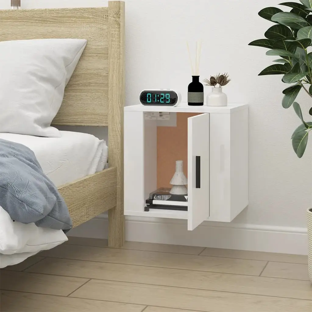Wall Mounted TV Cabinet White 40x34.5x40cm Engineered Wood High Gloss Storage Unit