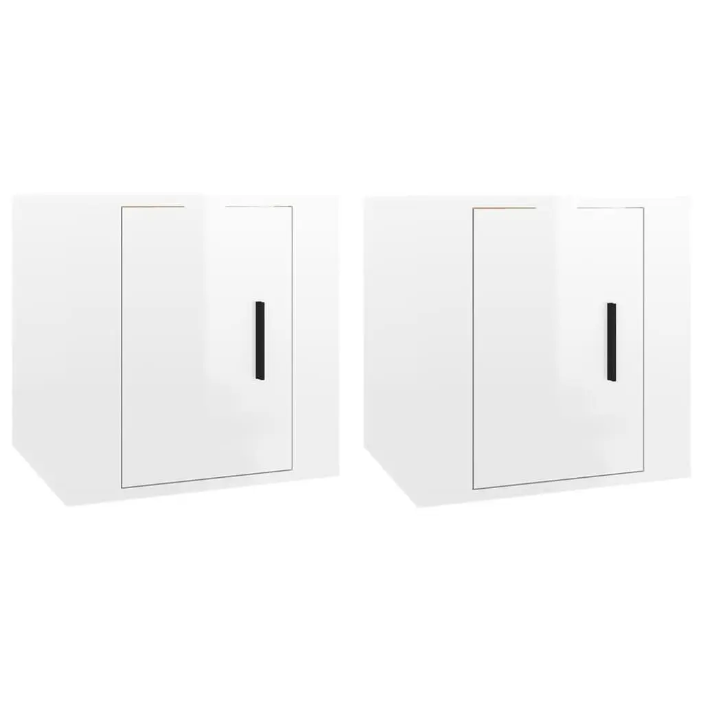 Wall Mounted TV Cabinet White High Gloss 40x34.5x40 cm Engineered Wood Storage Unit