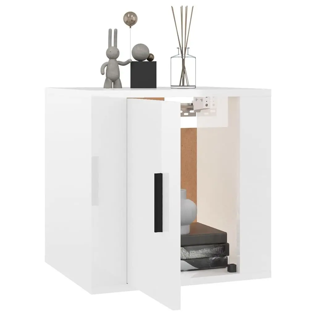Wall Mounted TV Cabinet White High Gloss 40x34.5x40 cm Engineered Wood Storage Unit