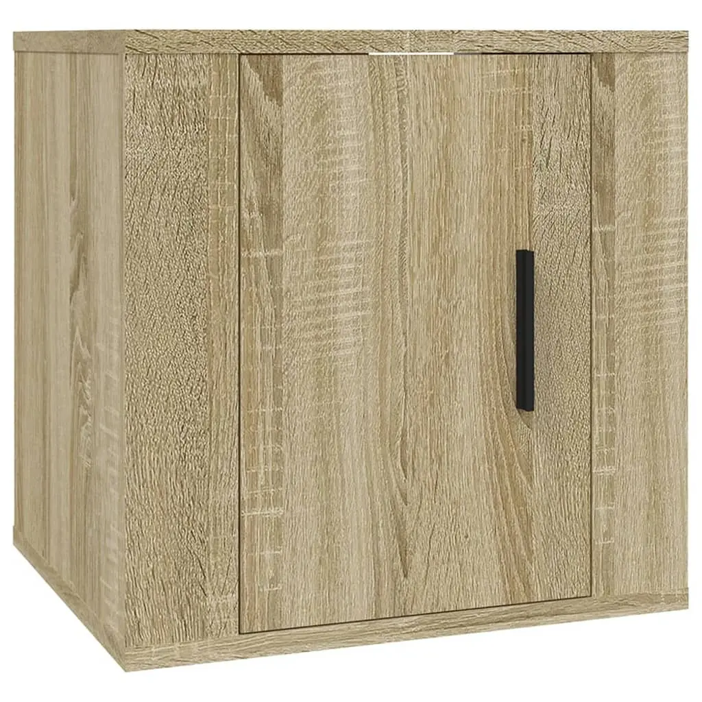 Wall Mounted TV Cabinet Brown Engineered Wood Media Storage Unit Floating Shelf