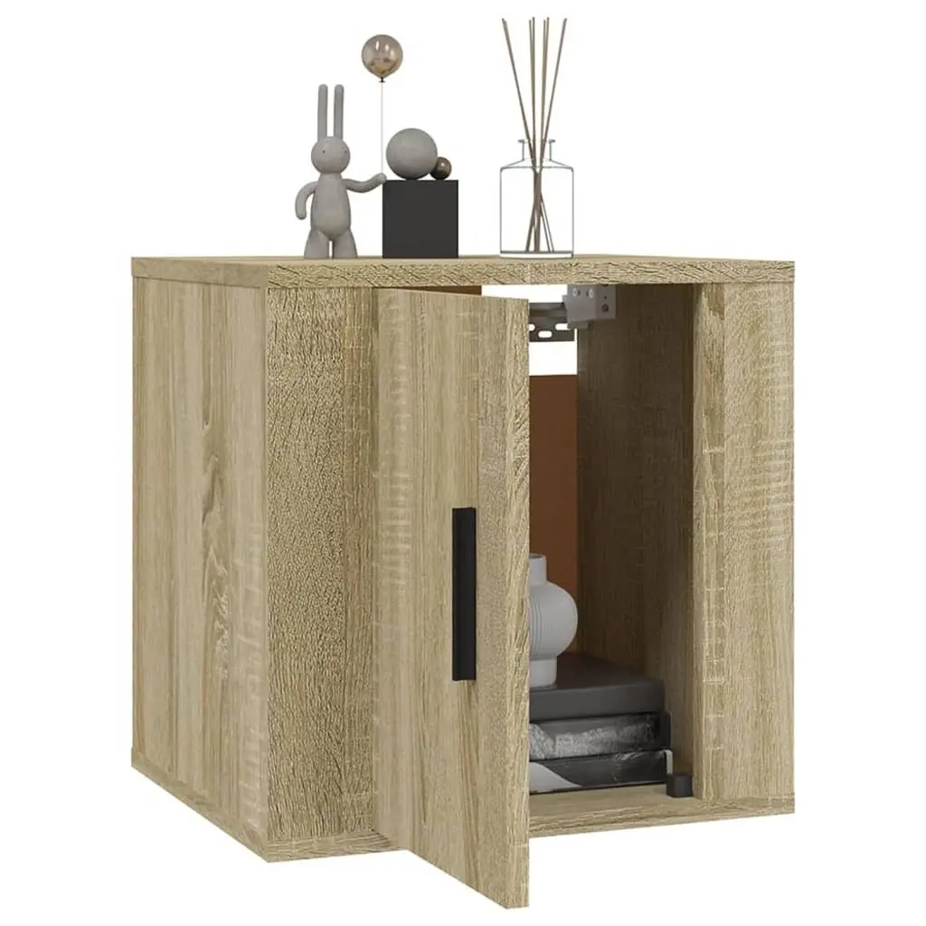 Wall Mounted TV Cabinet Brown Engineered Wood Media Storage Unit Floating Shelf