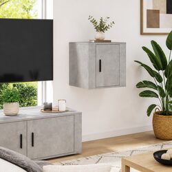 Grey Floating Media Storage Unit Wall Mounted TV Cabinet