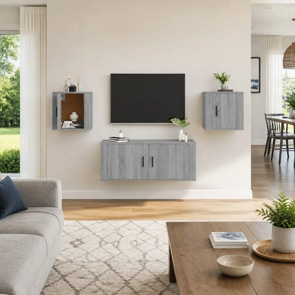 Wall Mounted TV Cabinet Grey Sonoma 40x34.5x40cm Engineered Wood Storage Unit
