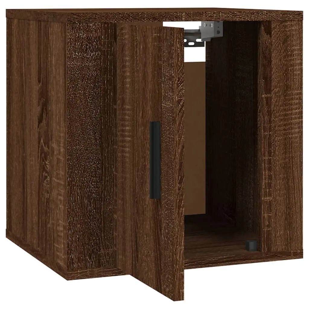 Wall Mounted TV Cabinet Brown Oak Engineered Wood Storage Unit 40cm