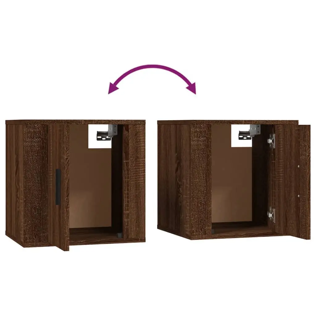 Wall Mounted TV Cabinet Brown Oak Engineered Wood Storage Unit 40cm