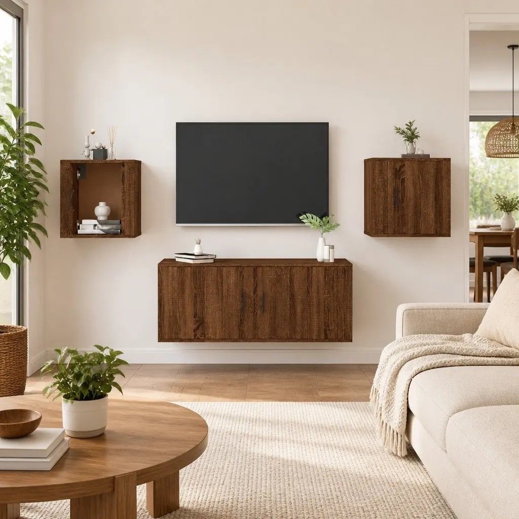 Wall Mounted TV Cabinet Brown Oak 40 x 34.5 x 40 cm Engineered Wood 2 pcs