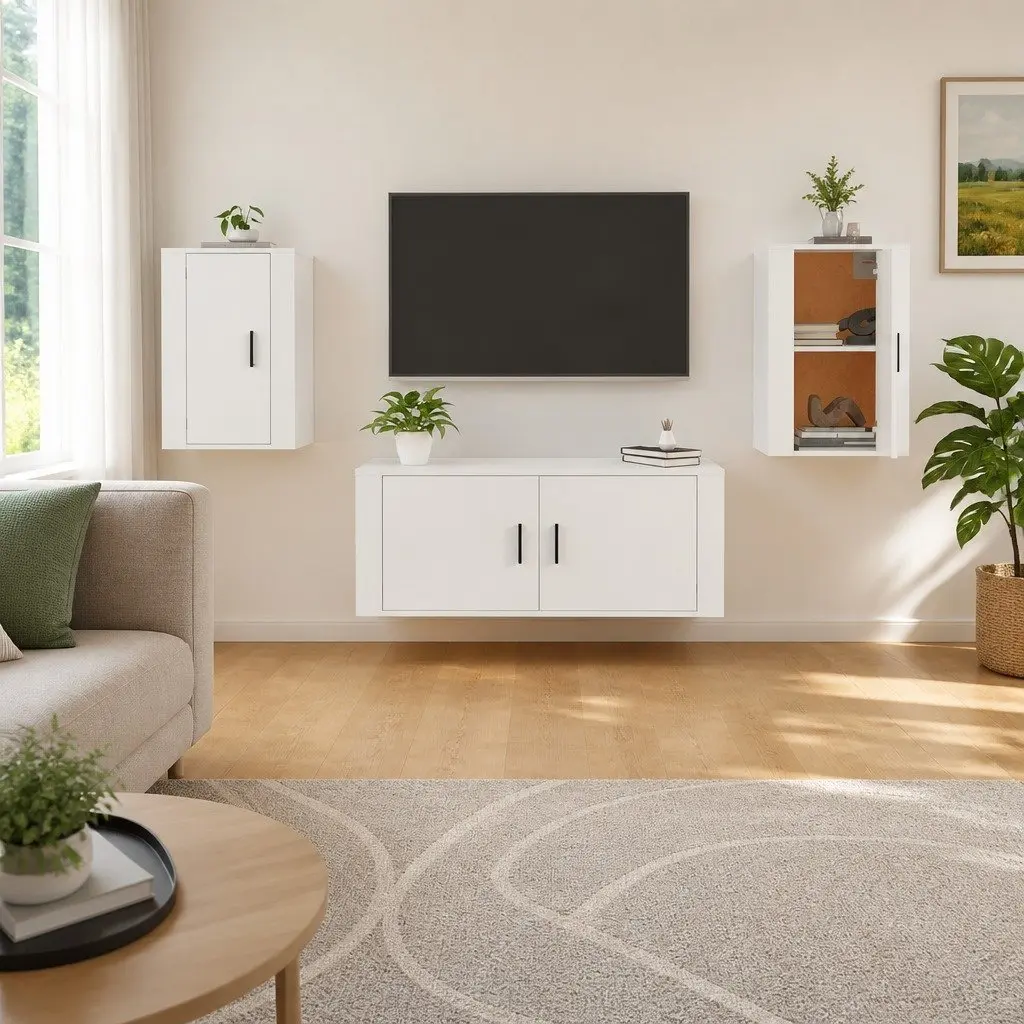Wall Mounted TV Cabinet White 40x34.5x60 cm Engineered Wood Storage Unit