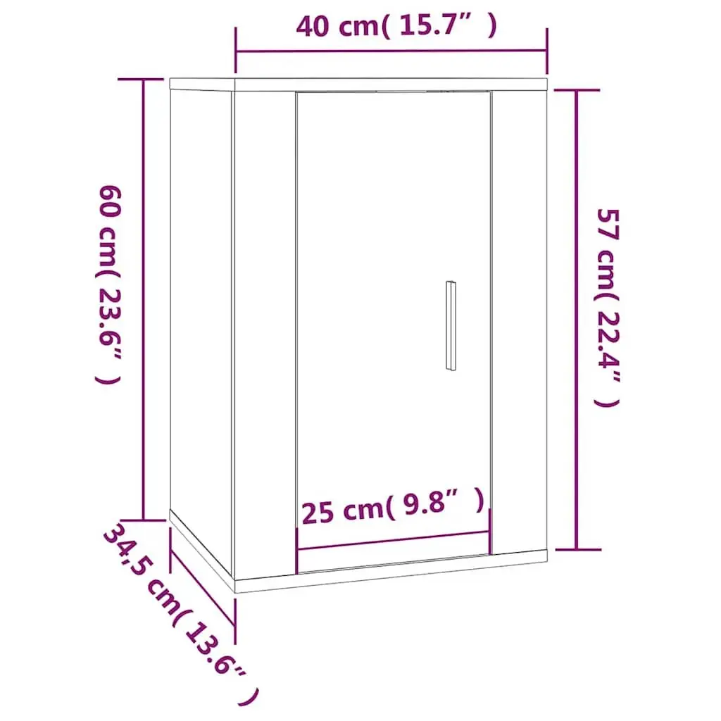 Wall Mounted TV Cabinet Black 40x34.5x60cm Engineered Wood Storage Media Unit Display Shelf