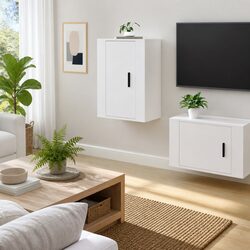 High Gloss White Wall Mounted TV Cabinet 40x34.5x60cm
