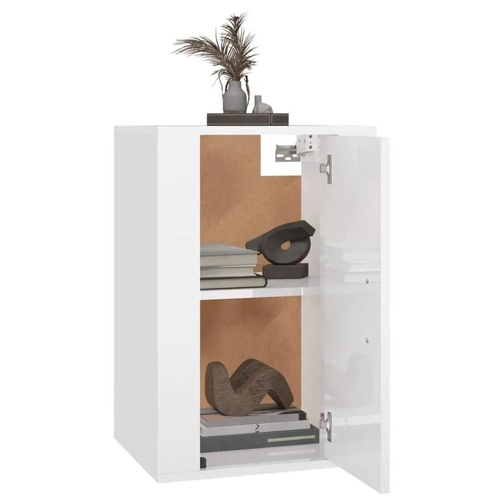 Wall Mounted TV Cabinet White High Gloss 40x34.5x60cm Engineered Wood