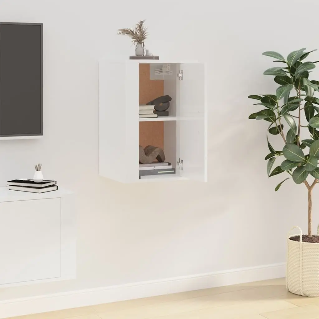 Wall Mounted TV Cabinet White High Gloss 40x34.5x60cm Engineered Wood