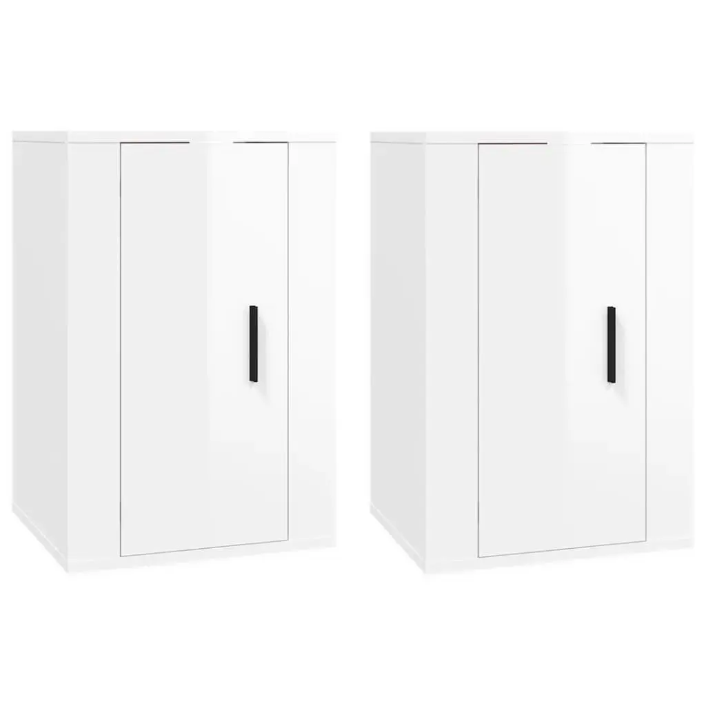 Wall Mounted TV Cabinet White High Gloss 40x34.5x60cm Engineered Wood