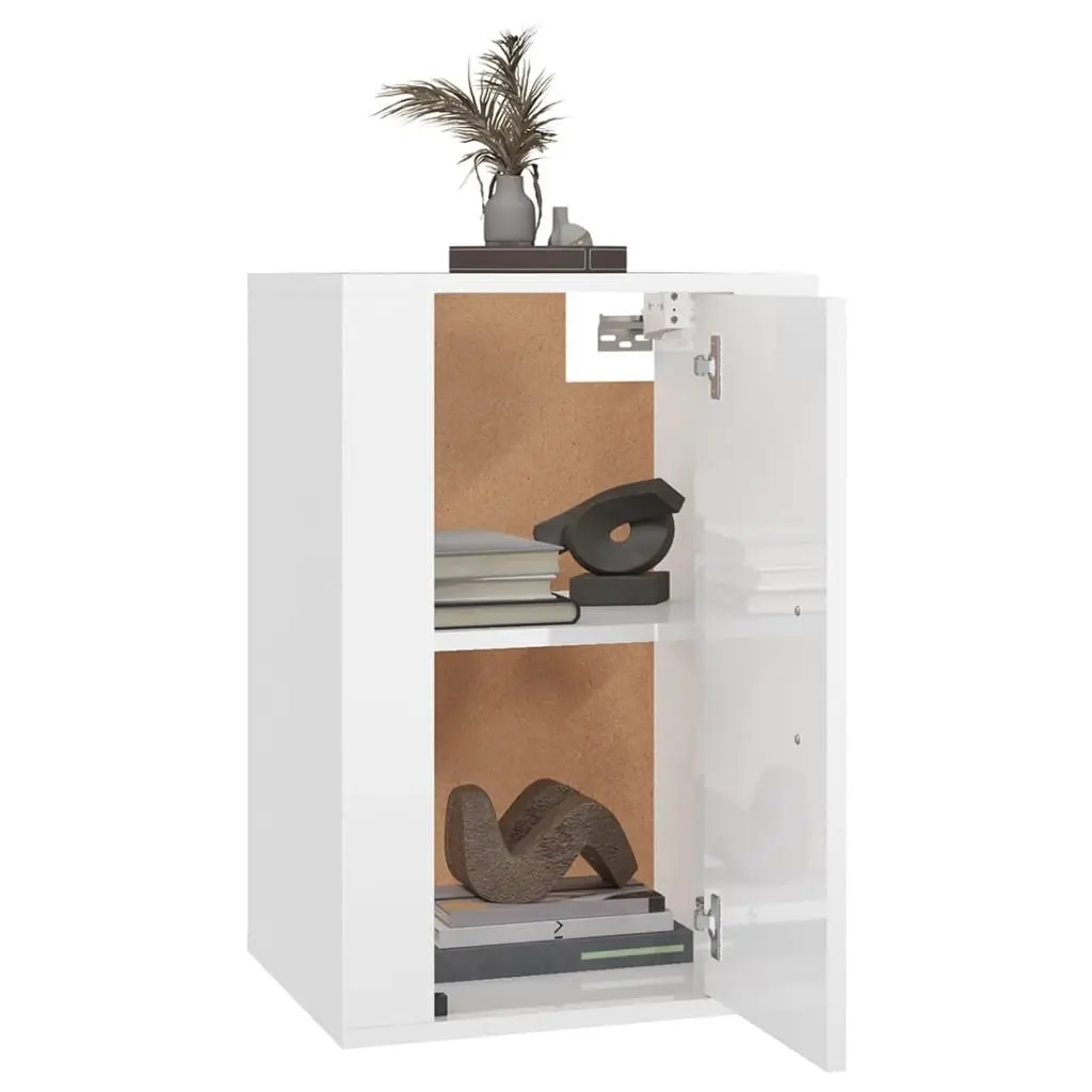 Wall Mounted TV Cabinet White High Gloss 40x34.5x60cm Engineered Wood