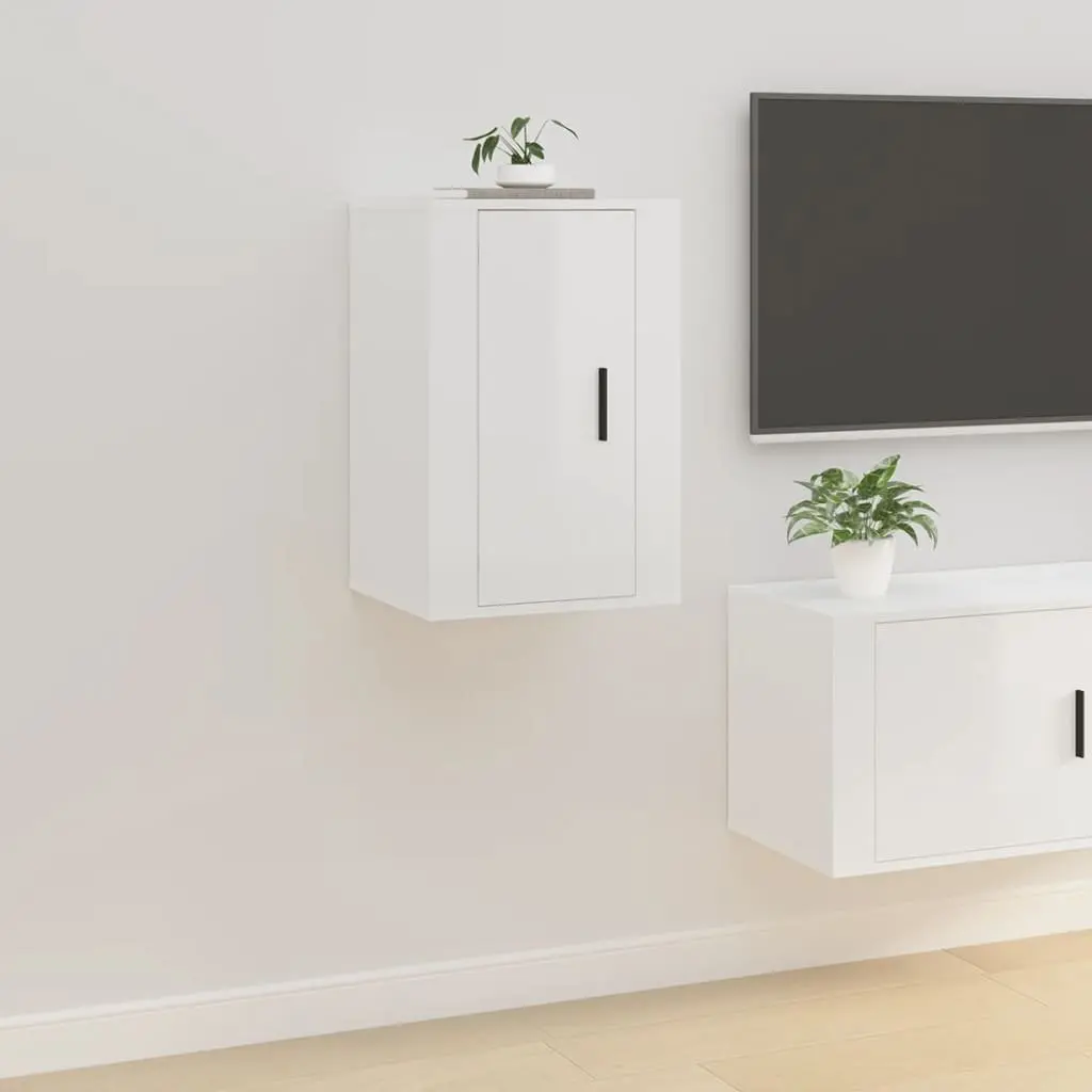 Wall Mounted TV Cabinet White High Gloss 40x34.5x60cm Engineered Wood