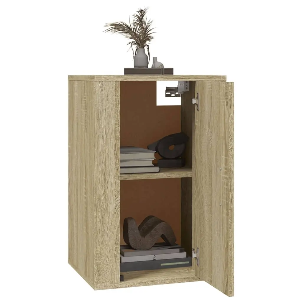 Wall Mounted TV Stand Brown Engineered Wood Display Unit Compact Size Media Storage