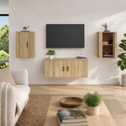 Sonoma Oak Wall Mounted TV Cabinet 2 Pieces