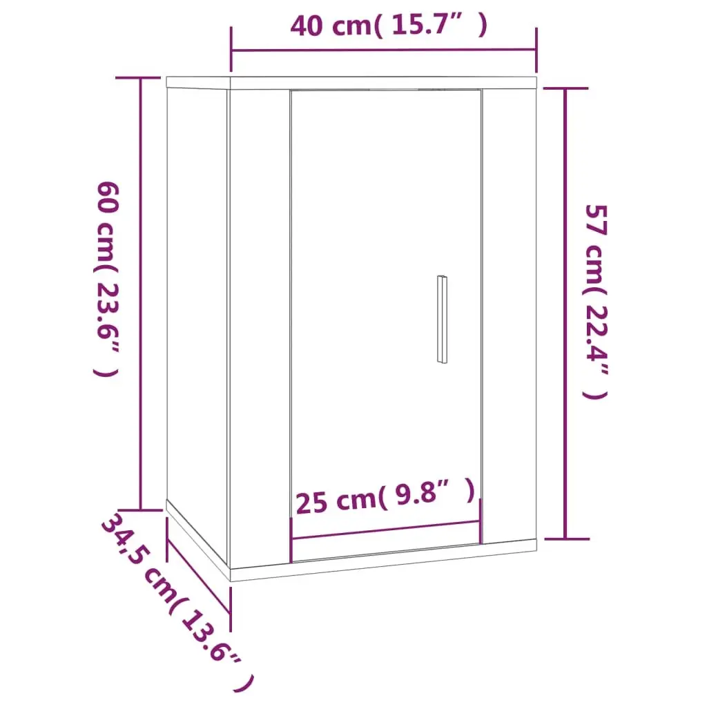 Sonoma Oak Wall Mounted TV Cabinet 2 Pieces