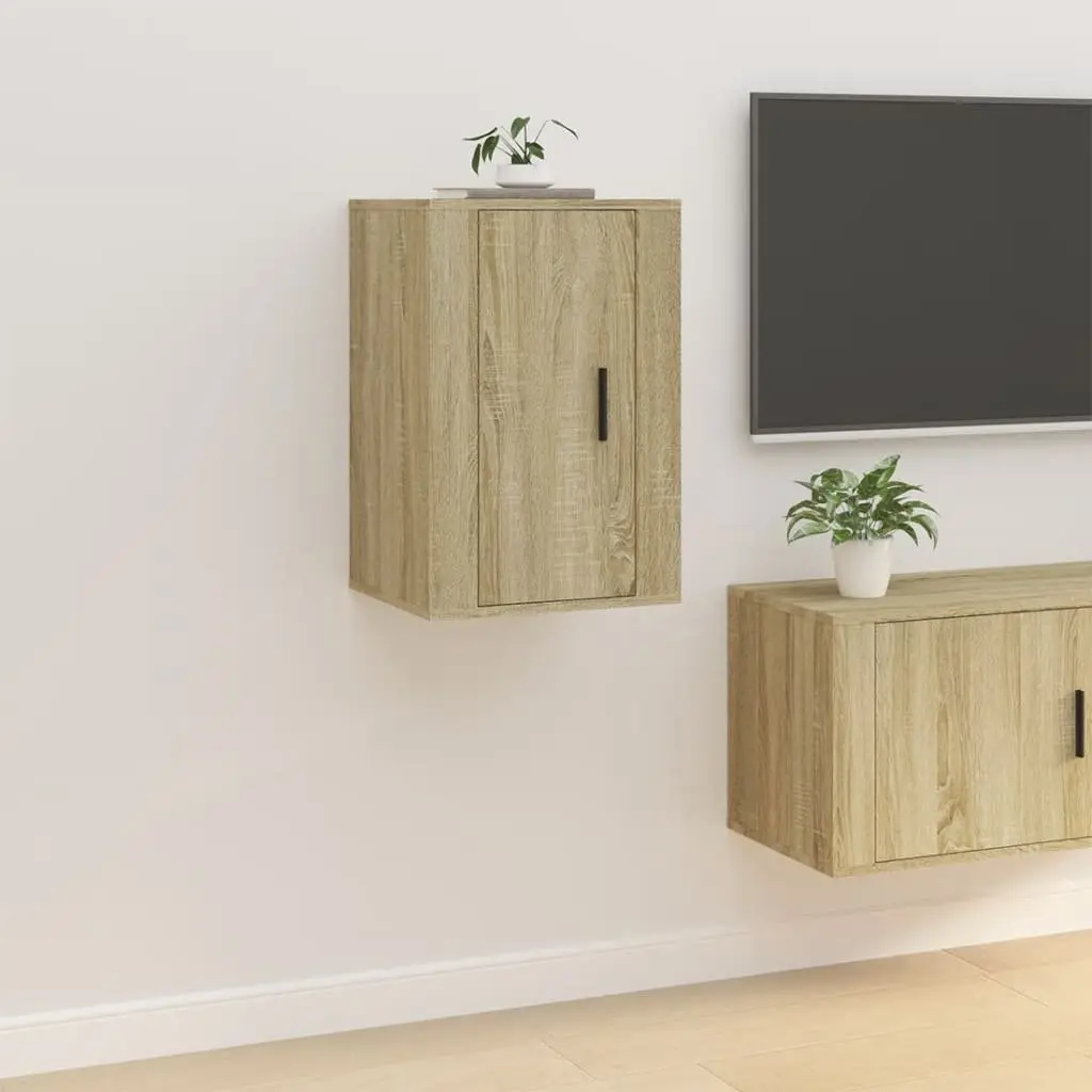 Sonoma Oak Wall Mounted TV Cabinet 2 Pieces