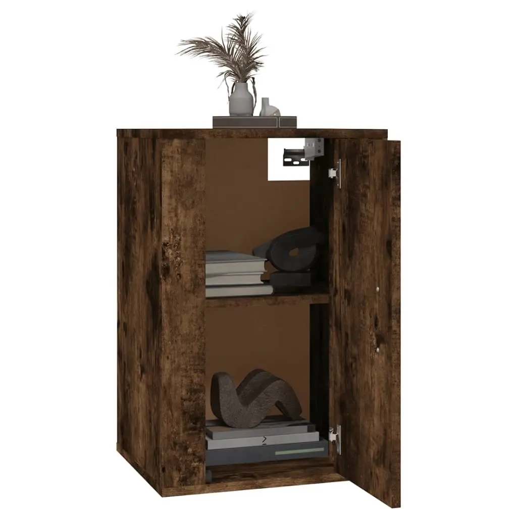 Wall Mounted Media Storage Unit Brown Smoked Oak Floating TV Cabinet 40x34.5x60cm Engineered Wood