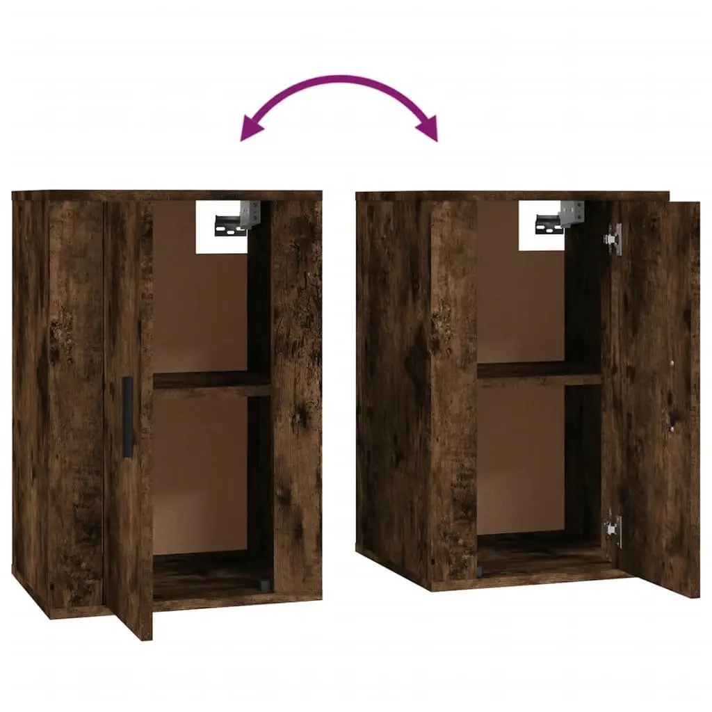 Wall Mounted Media Storage Unit Brown Smoked Oak Floating TV Cabinet 40x34.5x60cm Engineered Wood
