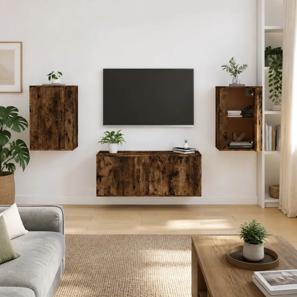 Wall Mounted TV Cabinet Brown 40x34.5x60cm Engineered Wood Storage Unit