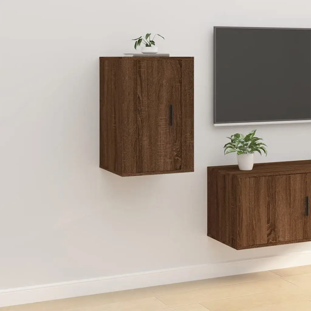 Wall Mounted TV Cabinet Brown Oak Storage Unit 40 x 34.5 x 60 cm Engineered Wood
