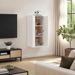 White Wall Mounted TV Cabinet with Storage 40x34.5x80cm