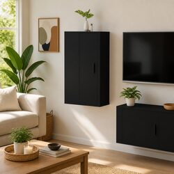 Elegant Wall Mounted TV Cabinet in Black