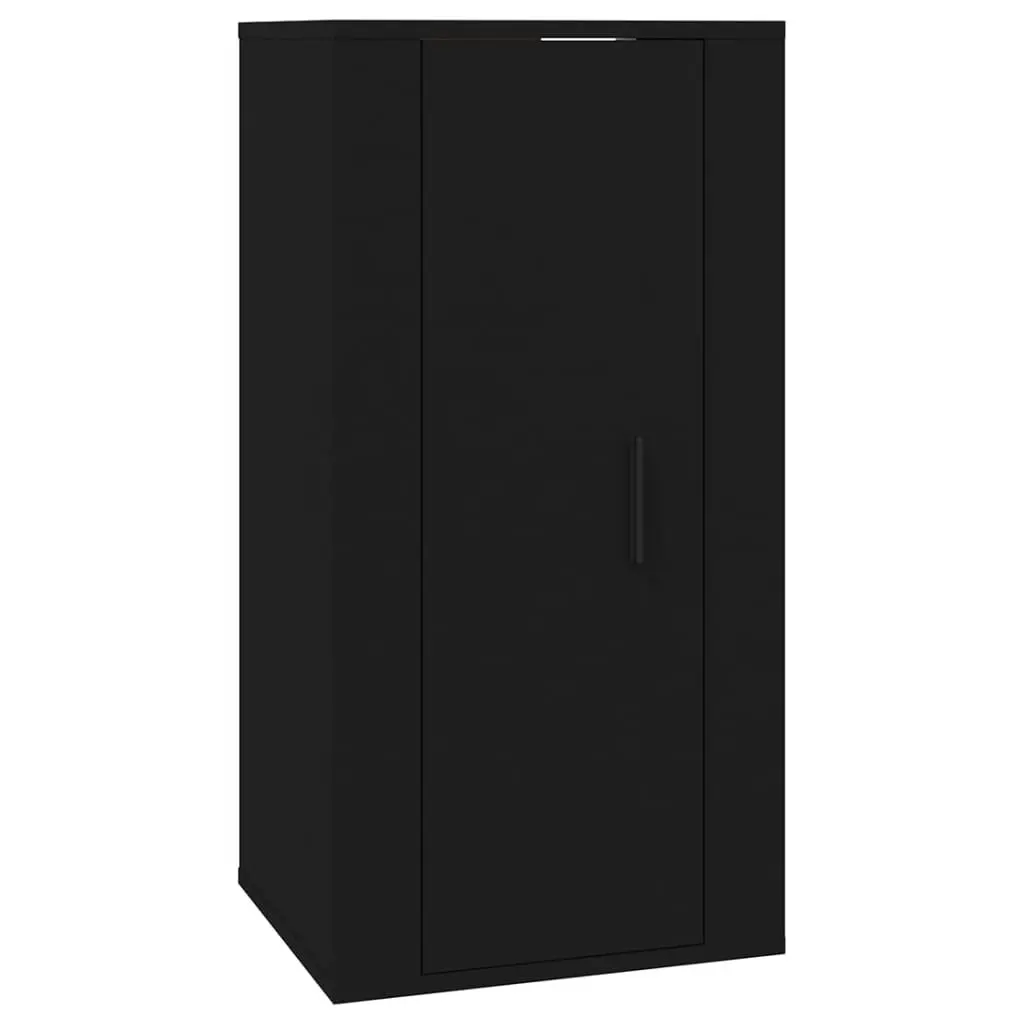 Wall Mounted TV Cabinet Black 40x34.5x80cm Engineered Wood Storage Media Display Unit