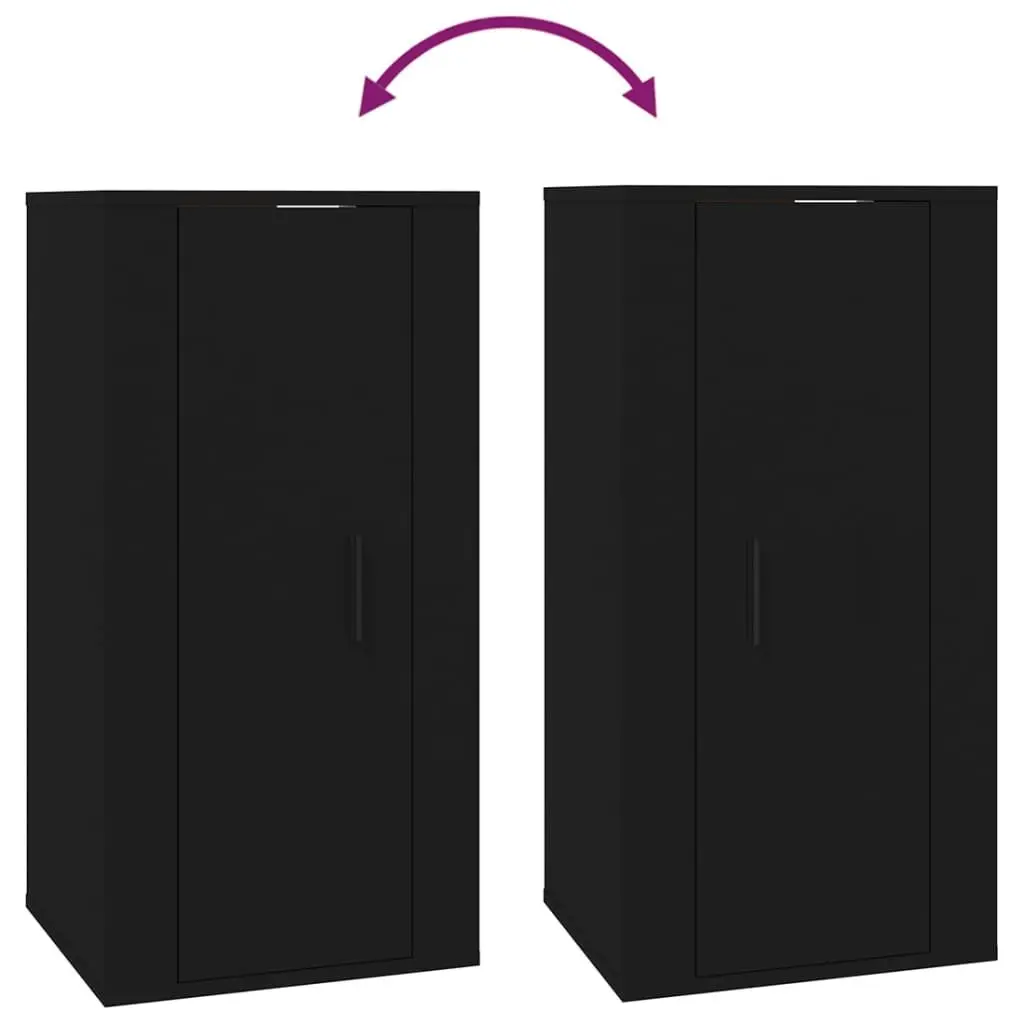 Wall Mounted TV Cabinet Black 40x34.5x80cm Engineered Wood Storage Media Display Unit