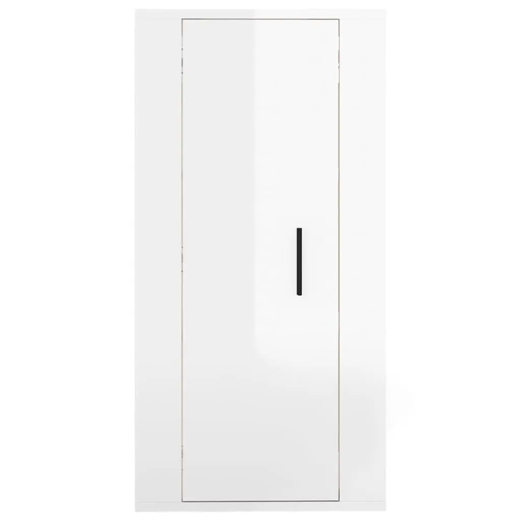 Wall Mounted TV Cabinet White High Gloss Engineered Wood Storage Unit