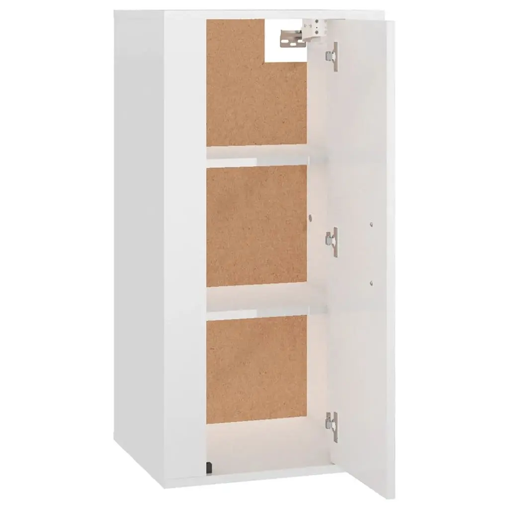Wall Mounted TV Cabinet White High Gloss Engineered Wood Storage Unit