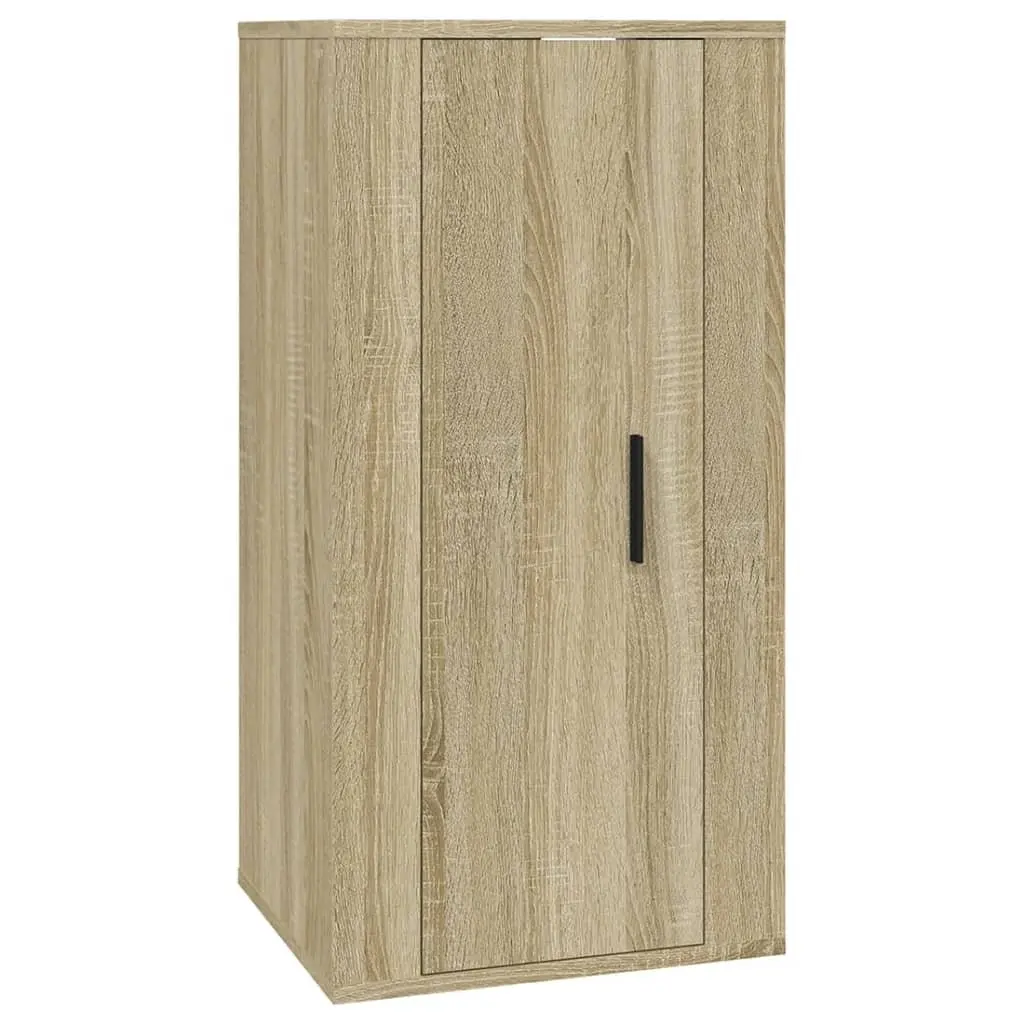 Wall Mounted TV Cabinet Brown Engineered Wood 3 Compartment Storage Unit