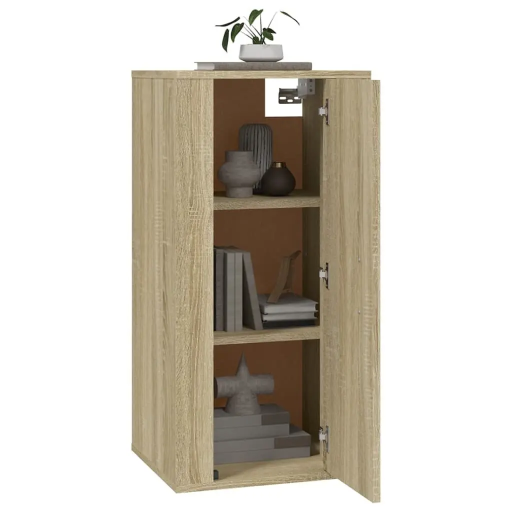 Wall Mounted TV Cabinet Brown Engineered Wood 3 Compartment Storage Unit