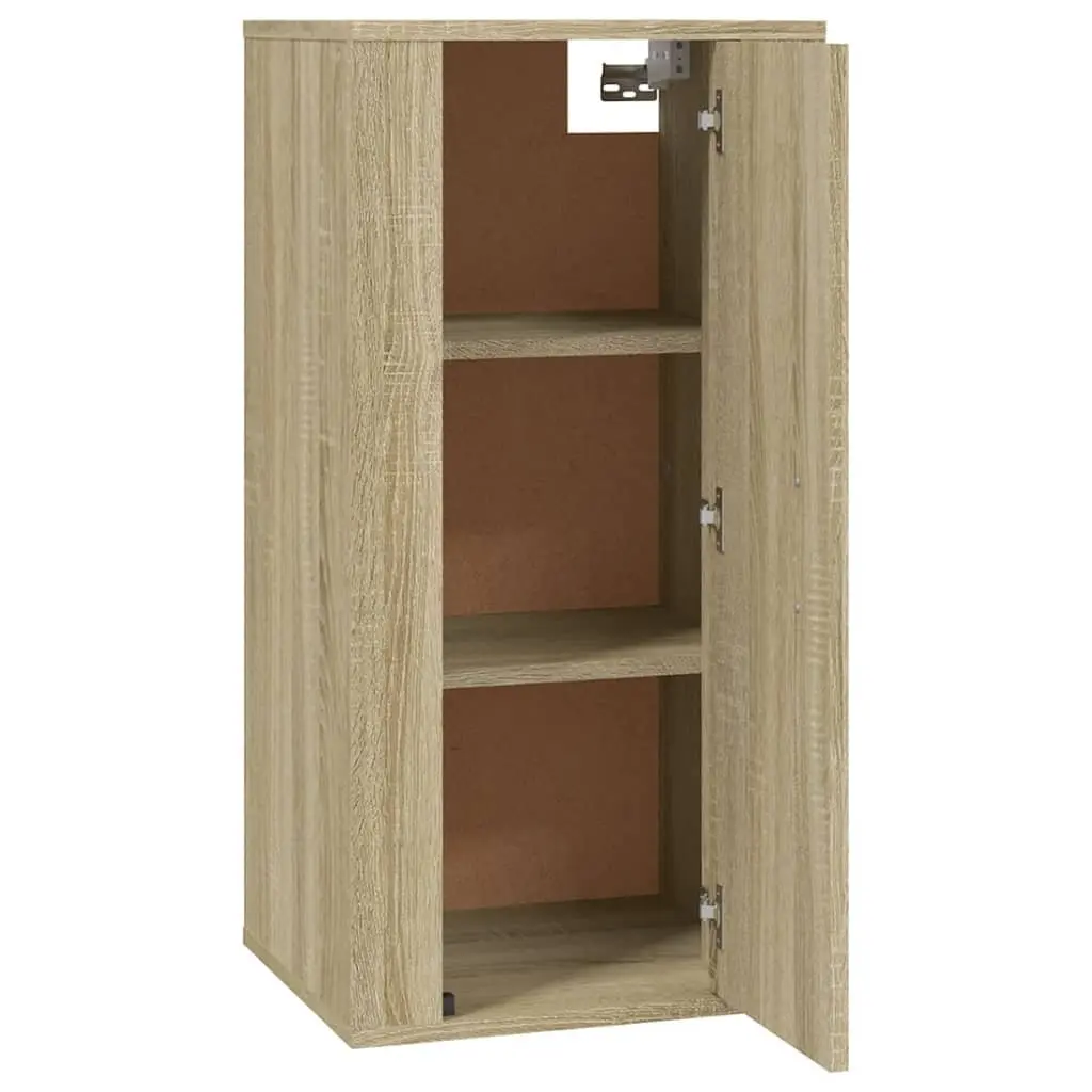 Wall Mounted TV Cabinet Brown Engineered Wood 3 Compartment Storage Unit