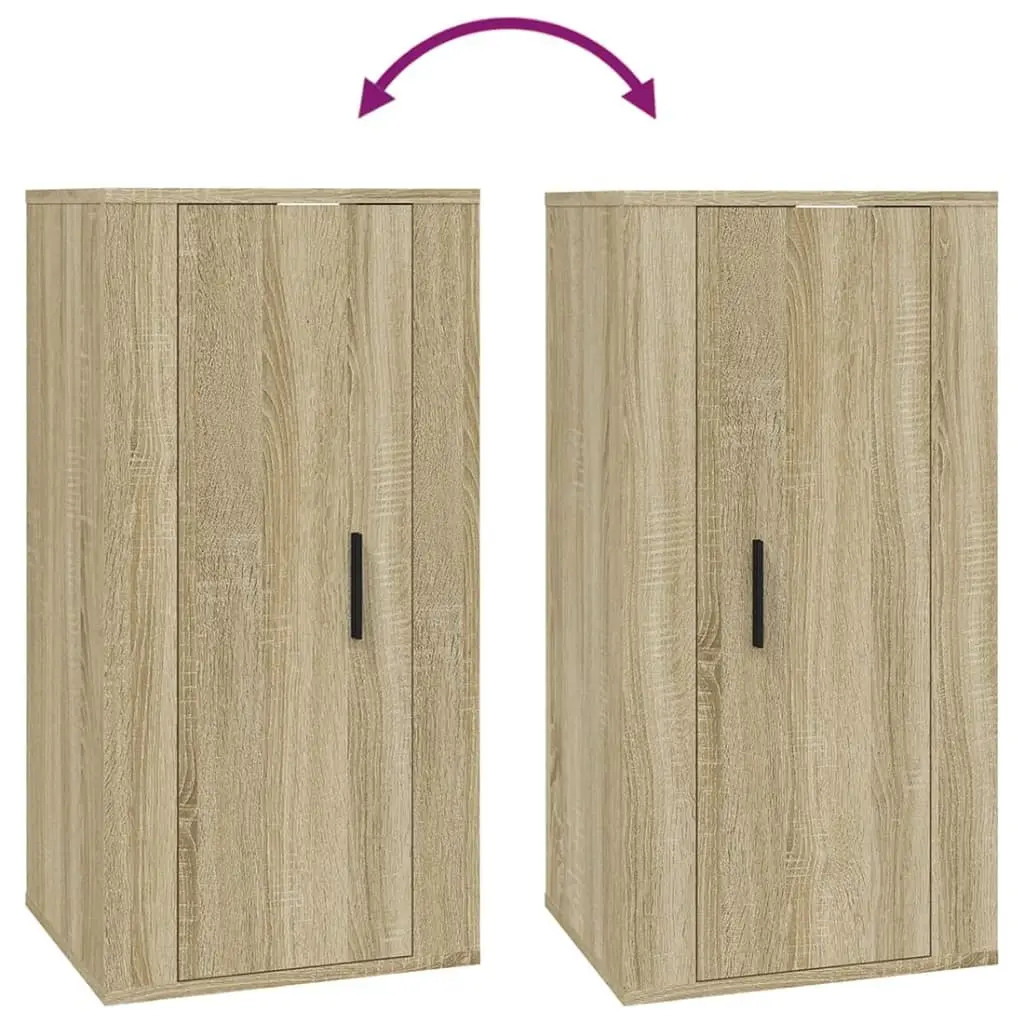 Wall Mounted TV Cabinet Brown Engineered Wood 3 Compartment Storage Unit