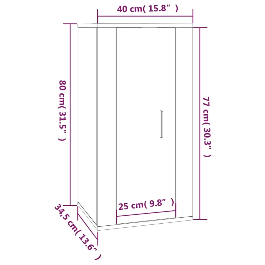 Wall Mounted TV Cabinet Grey Engineered Wood 3 Compartments 40 x 34.5 x 80 cm