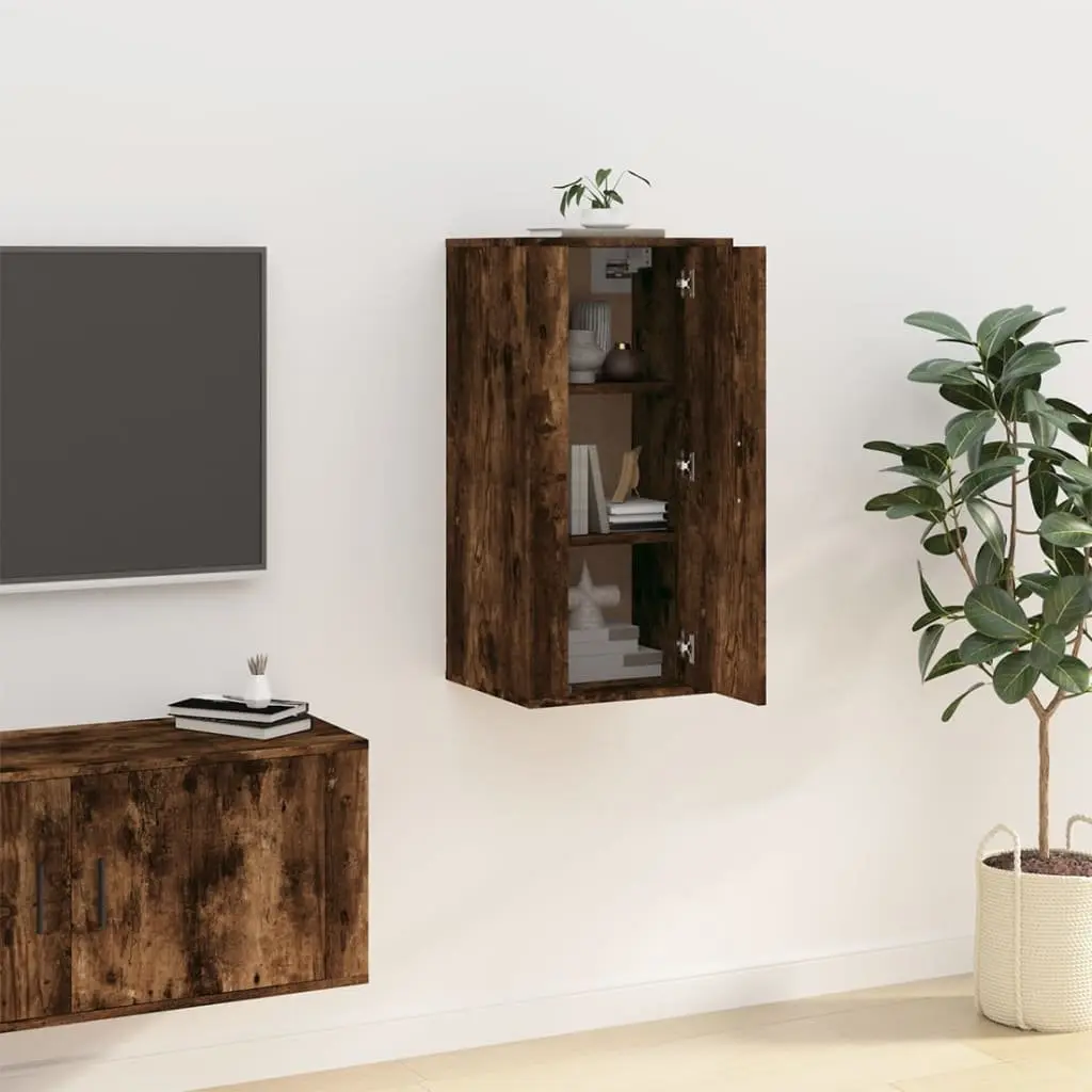Wall Mounted TV Cabinet Storage Unit Brown Engineered Wood 40x34.5x80 cm