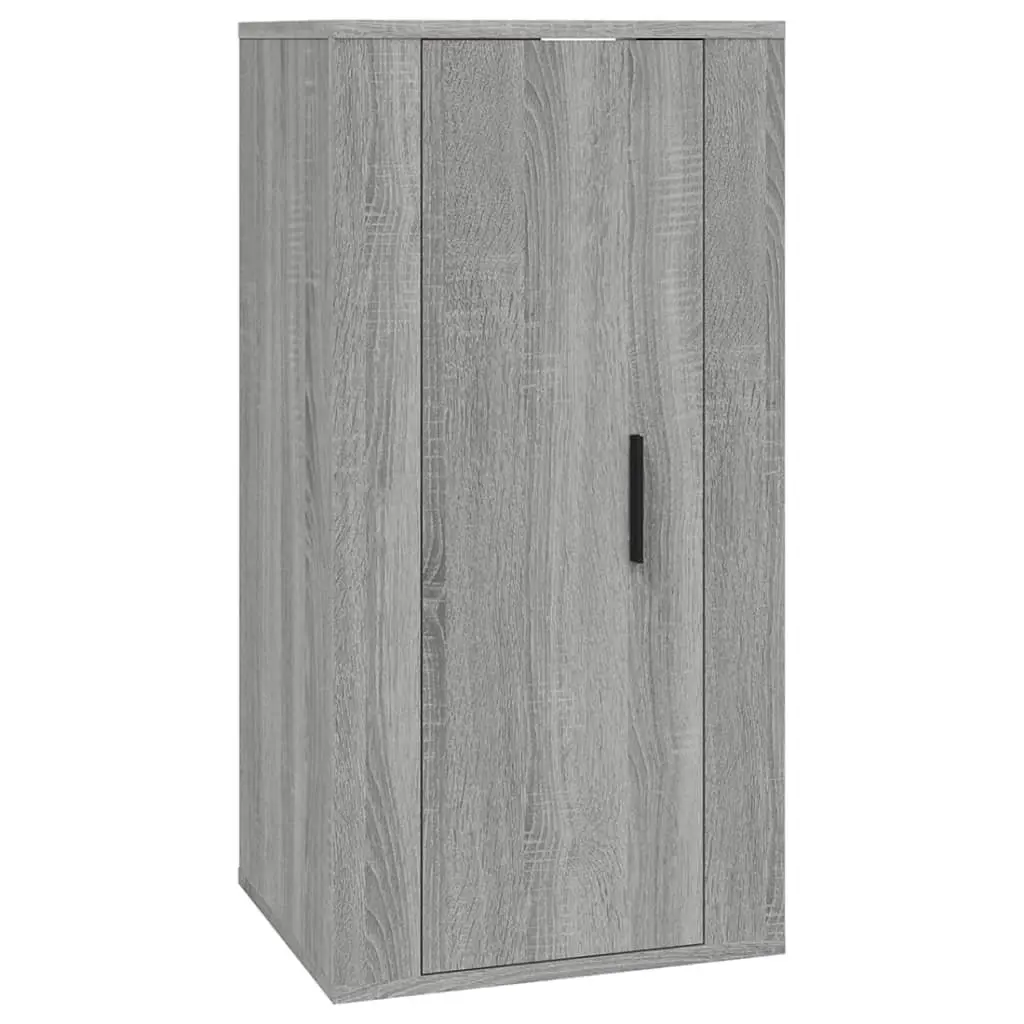 Wall Mounted TV Cabinet Grey Engineered Wood 3 Compartments Storage Unit
